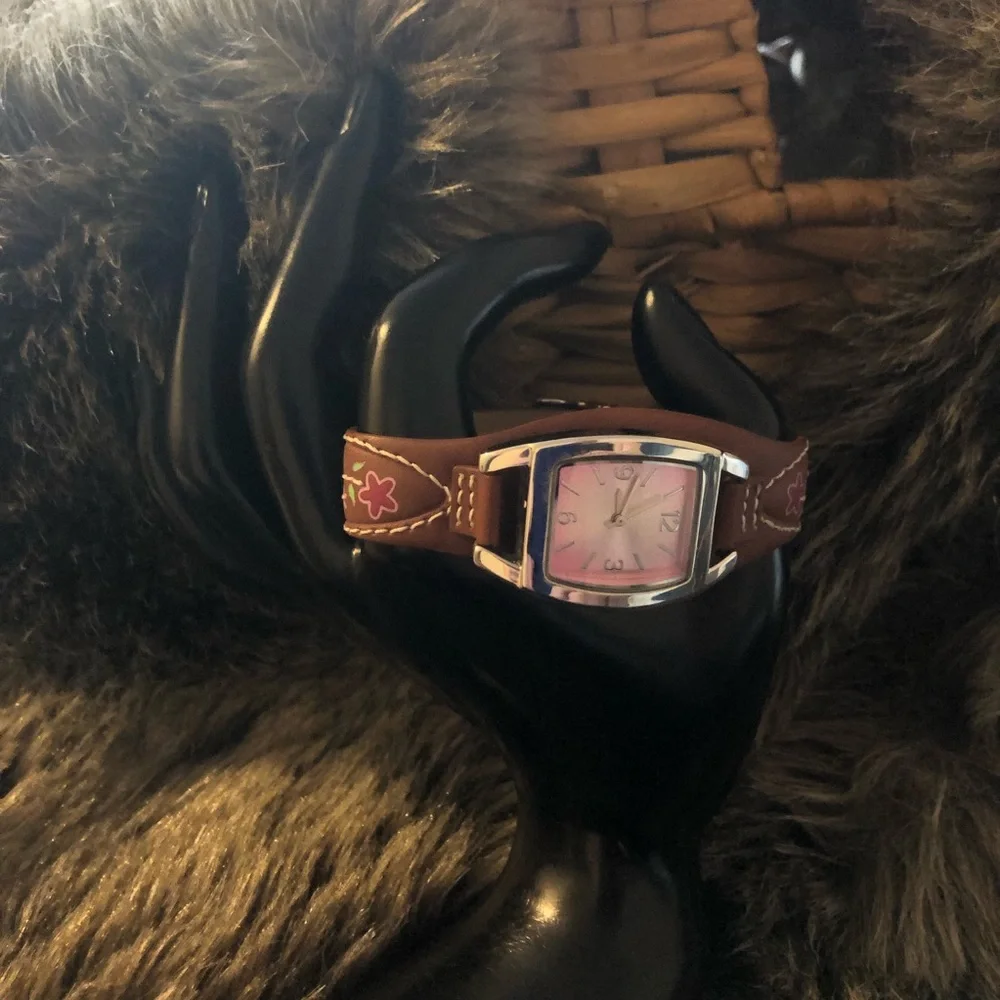 Ladies southwest style vegan leather band watch